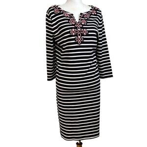 Talbots navy/white‎ striped dress, nautical, coastal, summer, island, vacation